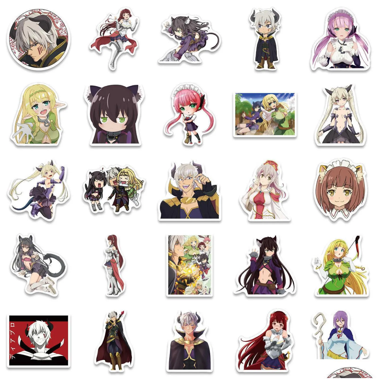 anime 10/50pcs/pack how japan not to summon a demon lord stickers for kids movie moto crapbook phone laptop guiter waterproof car