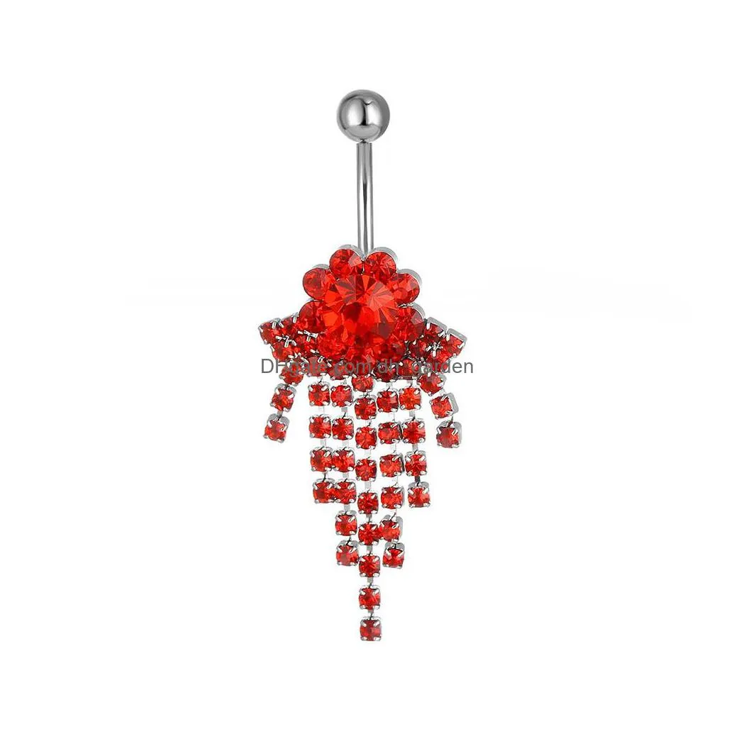 d0338 flower belly navel button ring mix colors