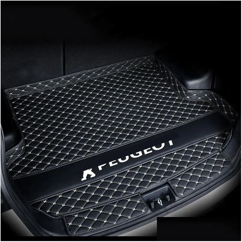 car leather trunk mat luggage compartment protection carpet for peugeot 4008 308 408 307 508l 3008 5008 interior accessories