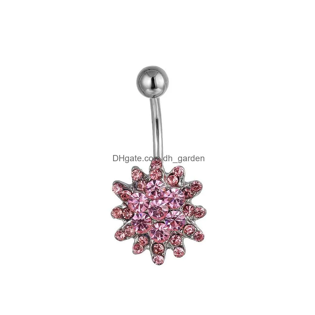 d0083 flower style belly navel stud mix colors