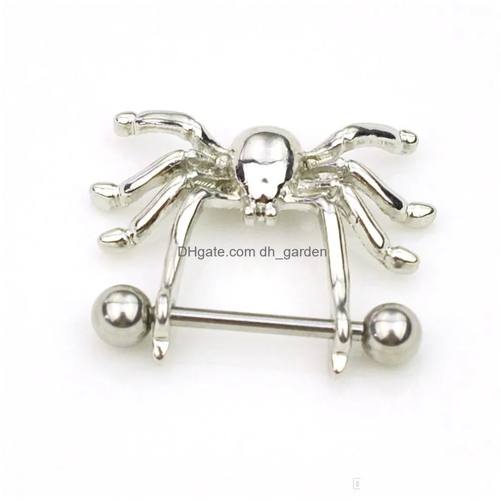 d0661 3 color nice spider style nipple ring piercing 20 pcs clear stone drop body jewelry