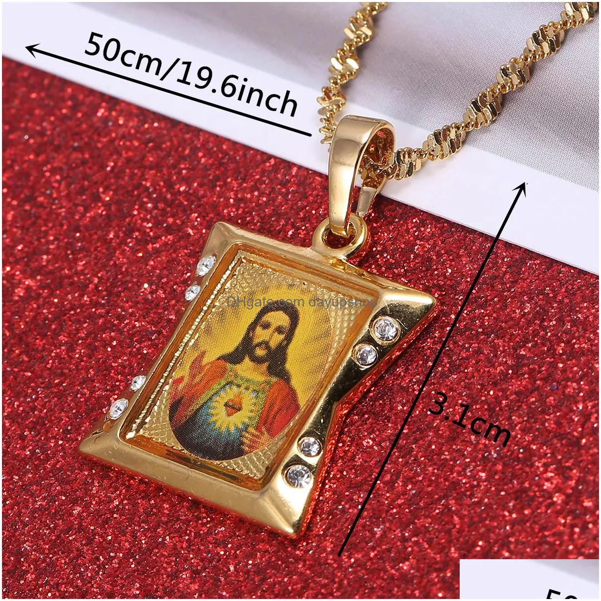 jesus head pendant necklaces gold color chain women christian jewelry crucifix necklace
