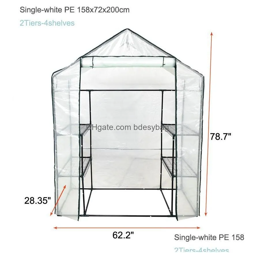 portable walkin large seedling nursery greenhouse with 2 tiers 8 shelves balcony cold and rainproof warm shed kraflo