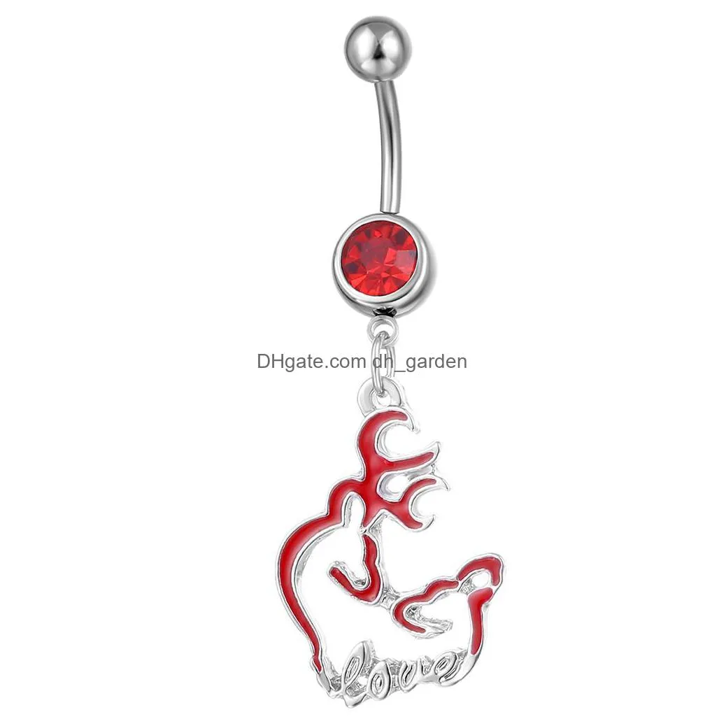 d0560 browning deer belly navel button ring mix colors