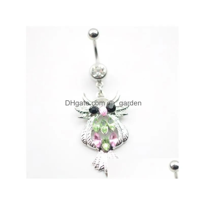 d0196 1 color the owl 00301 belly button navel rings dangle accessories fashion charm rabbit cz 10pcs/lot