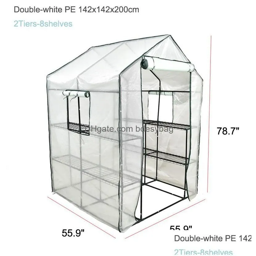 portable walkin large seedling nursery greenhouse with 2 tiers 8 shelves balcony cold and rainproof warm shed kraflo