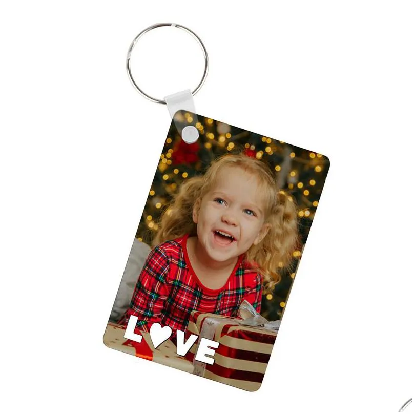 diy blank sublimation keychain pendant mdf double sided heat transfer keychains luggage decoration keyring birthday gift 75x50x3mm