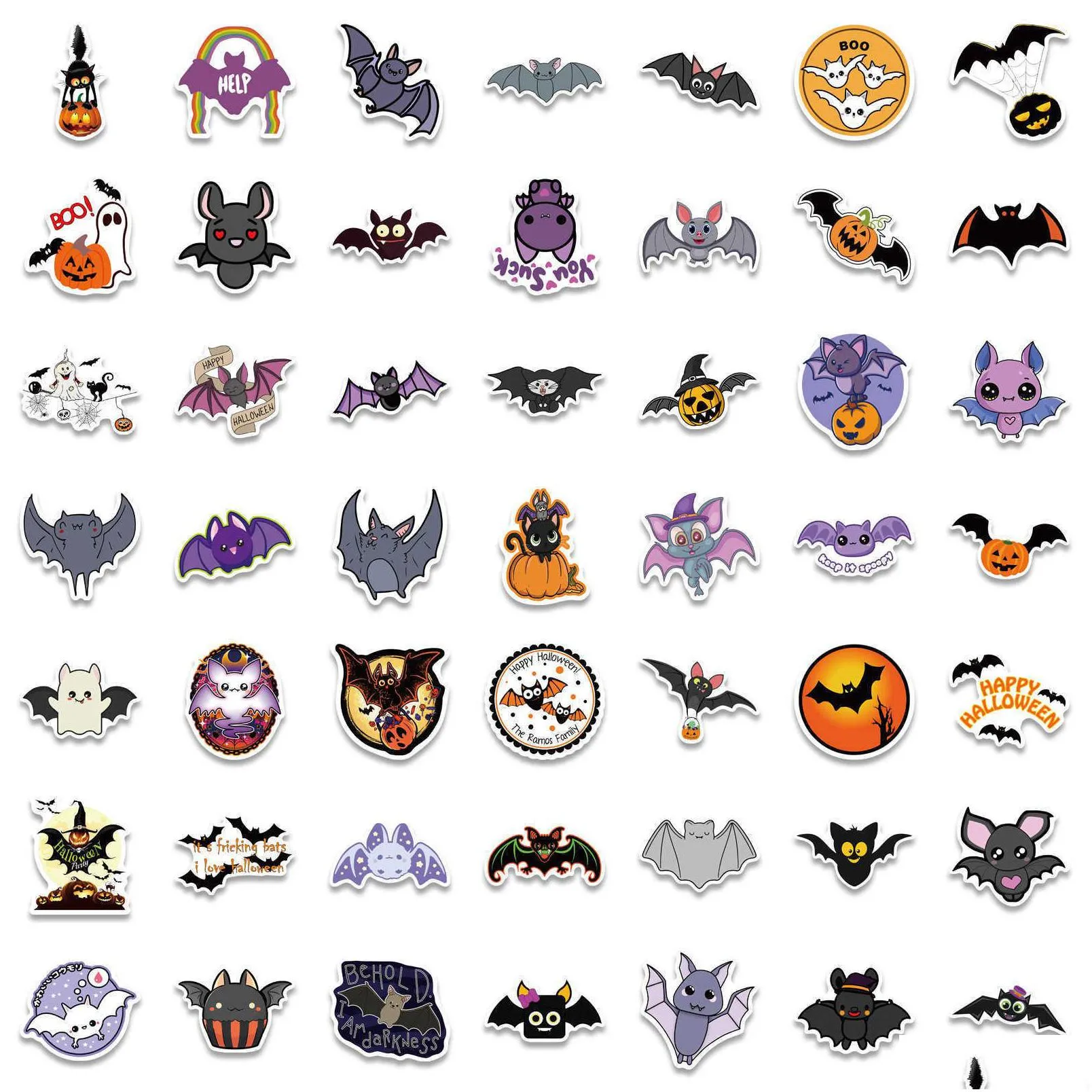  10/50/100pcs halloween horror bat chiroptera graffiti stickers diy waterproof suitcase notebook scooter refrigerator stickers car