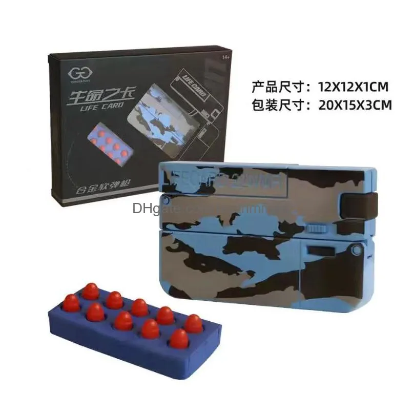 lifecard folding toy pistol handgun toy card gun with soft bullets alloy shooting model for adults boys children gifts