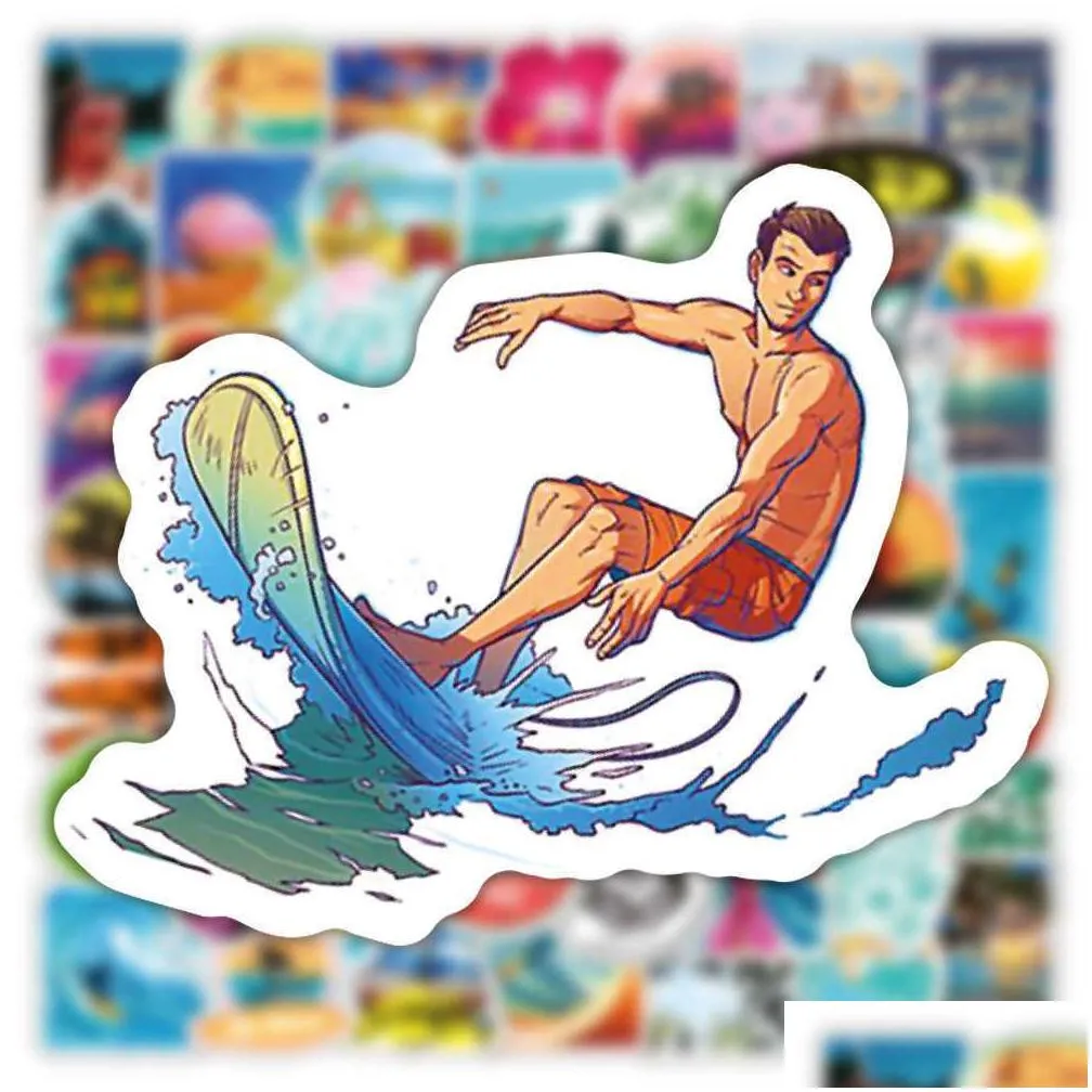  10/50/100pcs summer sticker beach travel graffiti surf stickers diy for tablet water bottle surfboard laptop luggage bicycle car