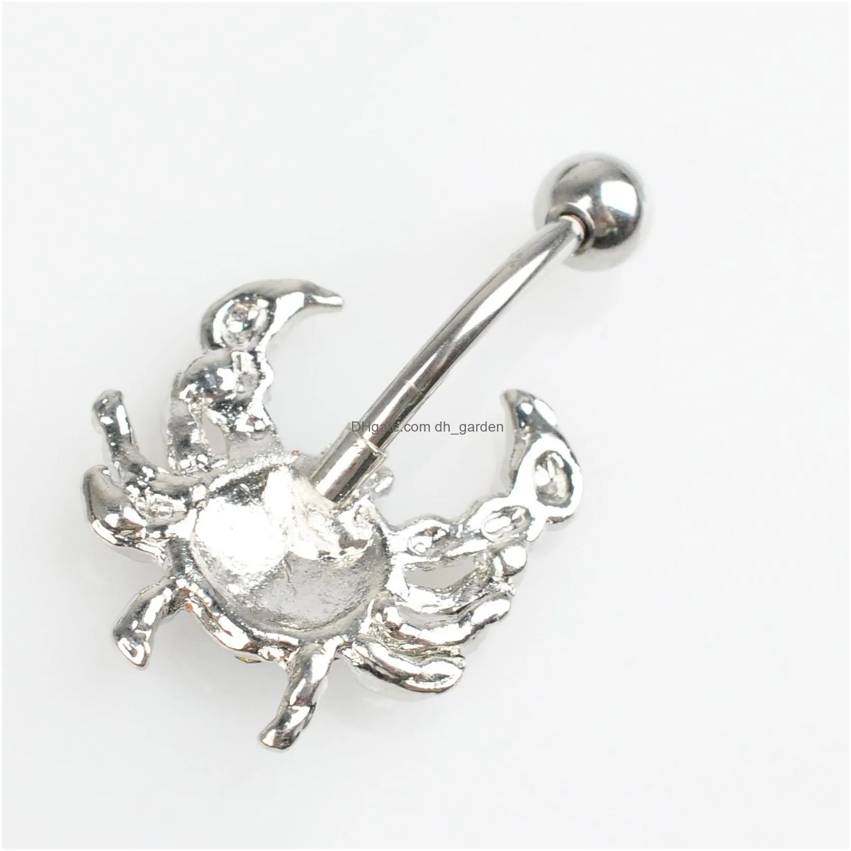 d07381 3 colors crab clear belly navel ring style piercing body jewelry