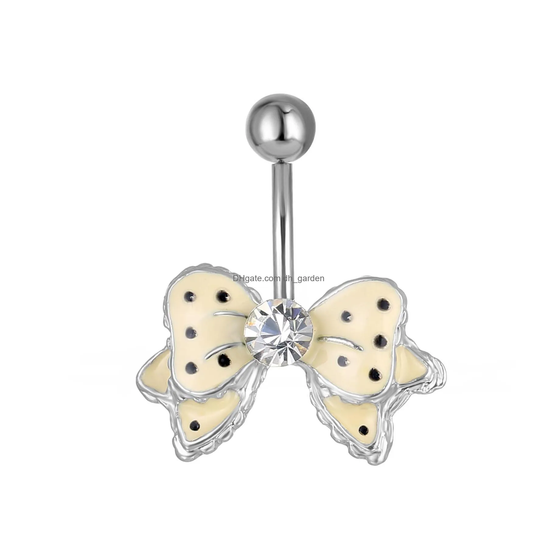 d00271 2 colors nice bowknot style 00201 belly button navel rings dangle accessories fashion charm rabbit cz 10pcs/lot