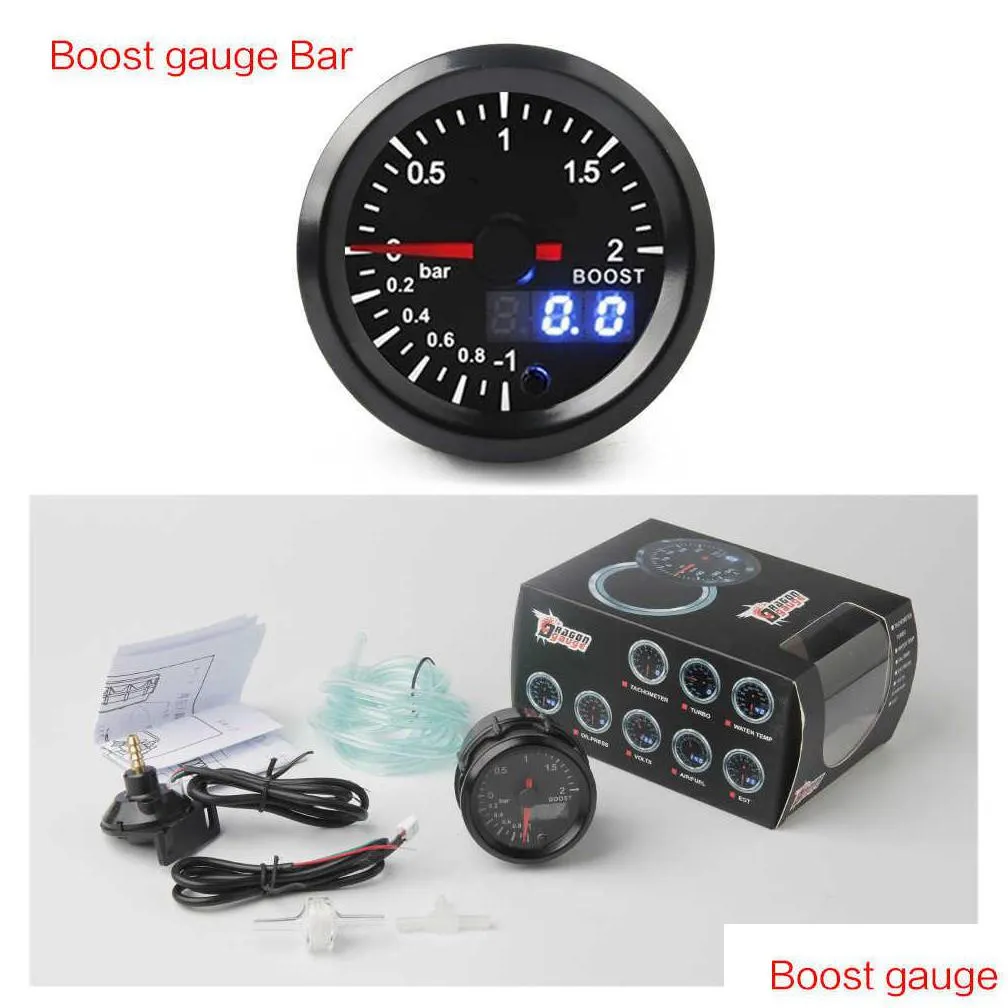 2 52mm 7 colors led dual display boost water oil temp oil pressure voltmeter air fuel ratio egt tachometer car gauge car