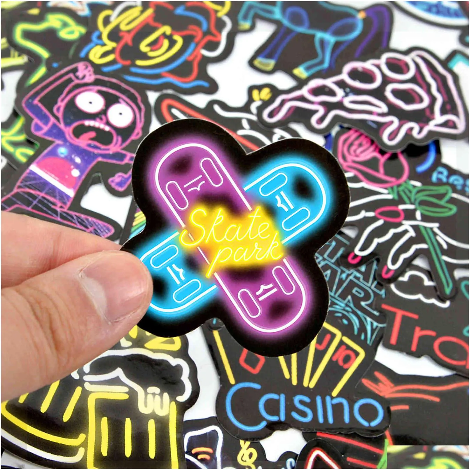 waterproof sticker 50 pcs neon styles stickers for laptop water bottles cases motorcycle bike kids teens gift funny cool vinyl sticker bomb decals car