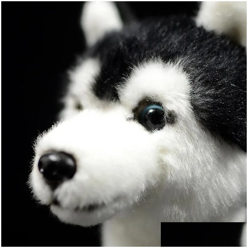 25cm siberian husky dog plush toy w/ brown/blue eyes lifelike alaskan malamute stuffed animal toys christmas gifts lj201126