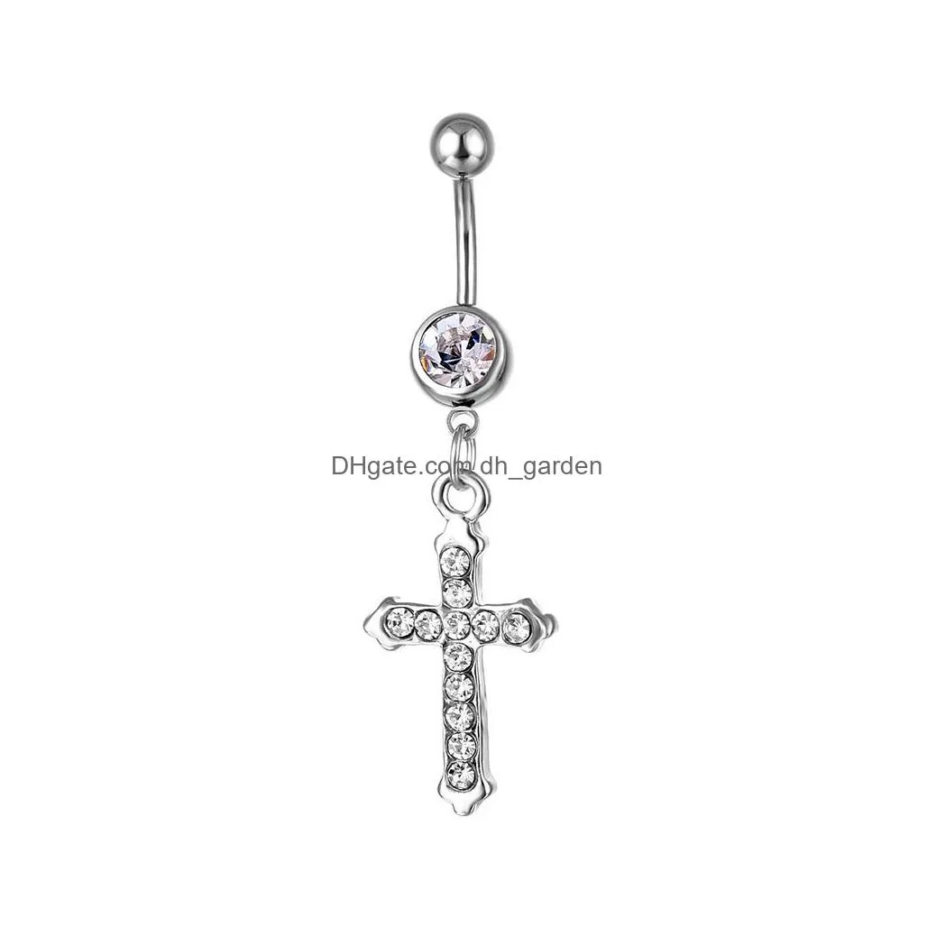 d0022 horse belly navel button ring silver color