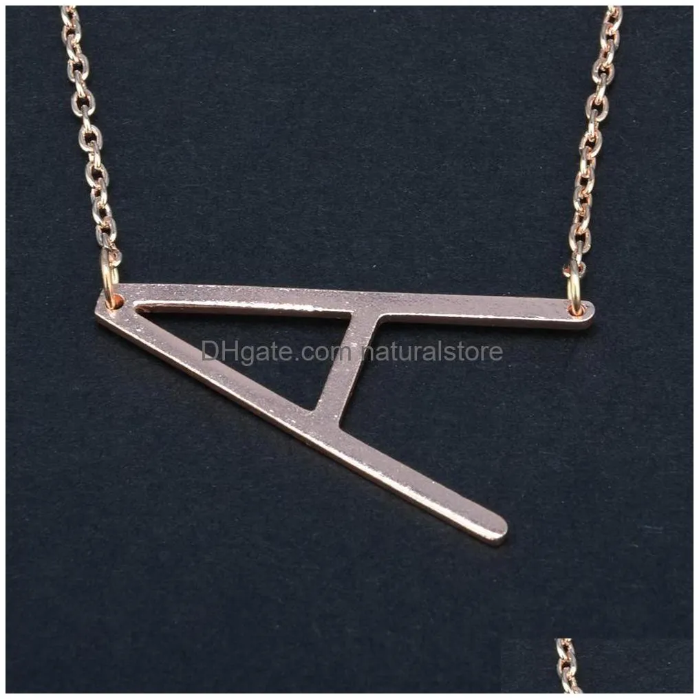 az personalized initial letter necklaces for women sideways gold silver rose gold 26 english alphabet pendant chains fashion jewelry