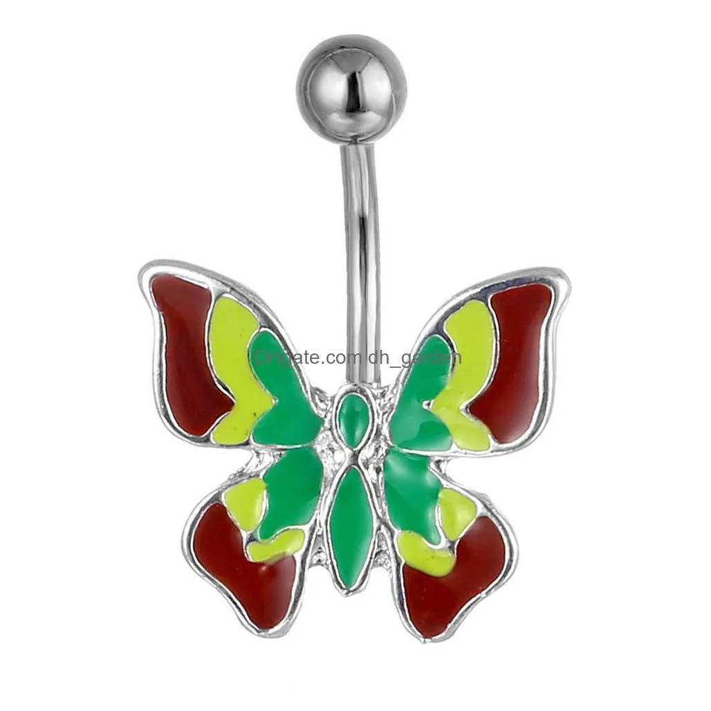 d0677 clear color nice belly ring owl style with piercing body jewelry 14ga 10 mm length