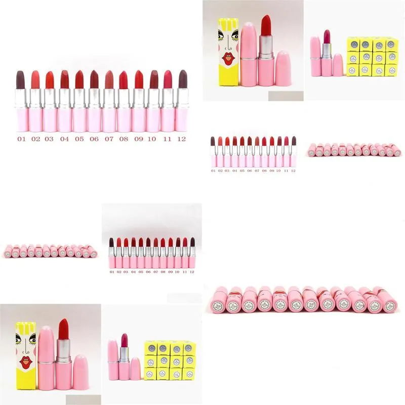 make up lipstick easy to wear moisturizer 12 color coloris cosmetics makeup wholesale lip stick mat