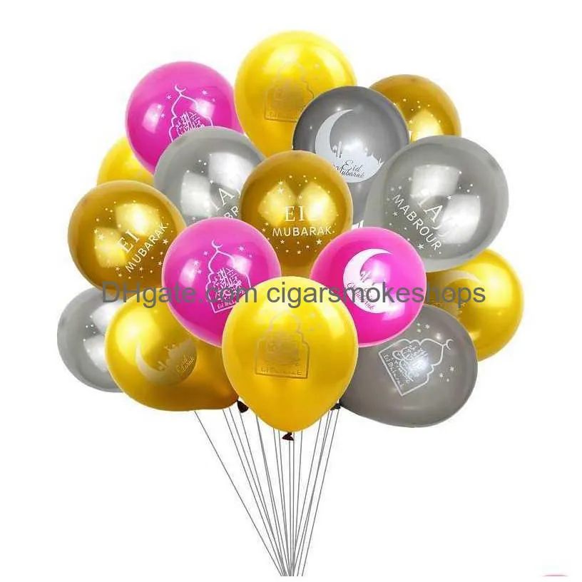 10pcs/lot ramadan kareem decoration gold sliver latex balloon for eid mubarak hajj ramadan party decor muslim event party favors y0923