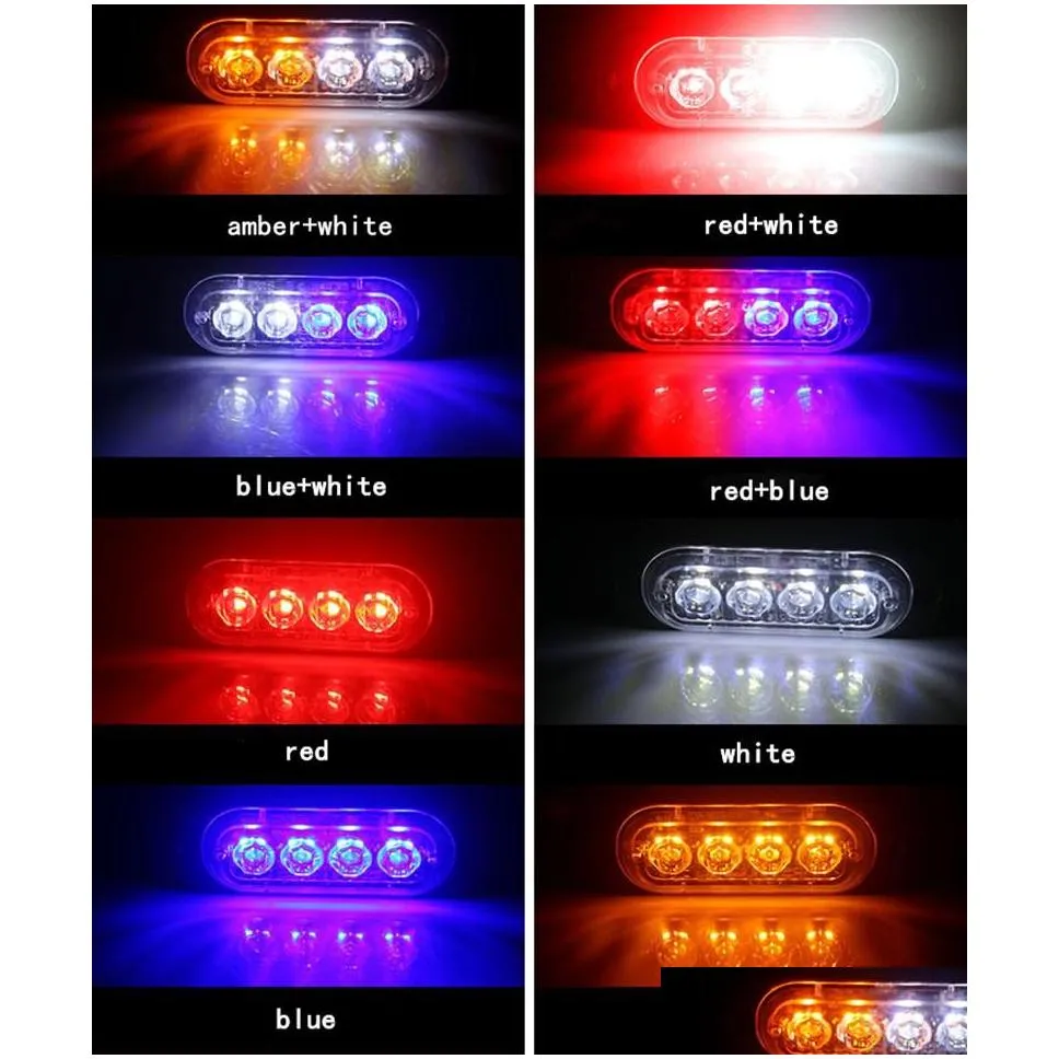 4 led ultrathin car side marker lights for trucks strobe flash lamp led flashing emergency warning light