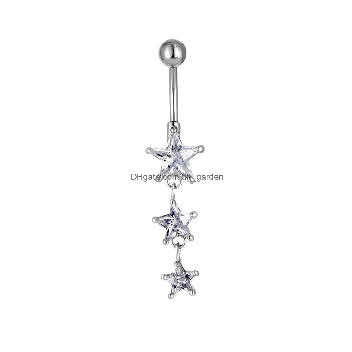 d0614 1 color clear belly ring nice stars style with piercing body jewlery navel