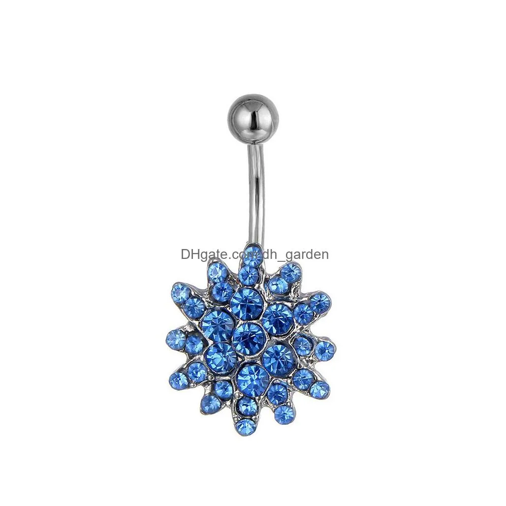 d0083 flower style belly navel stud mix colors