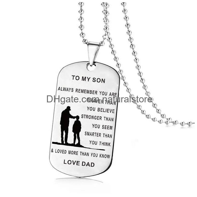 to my son to my daughter inspirational necklaces for boys girls stainless steel dog tag pendant beads chains dad mom jewelry gift