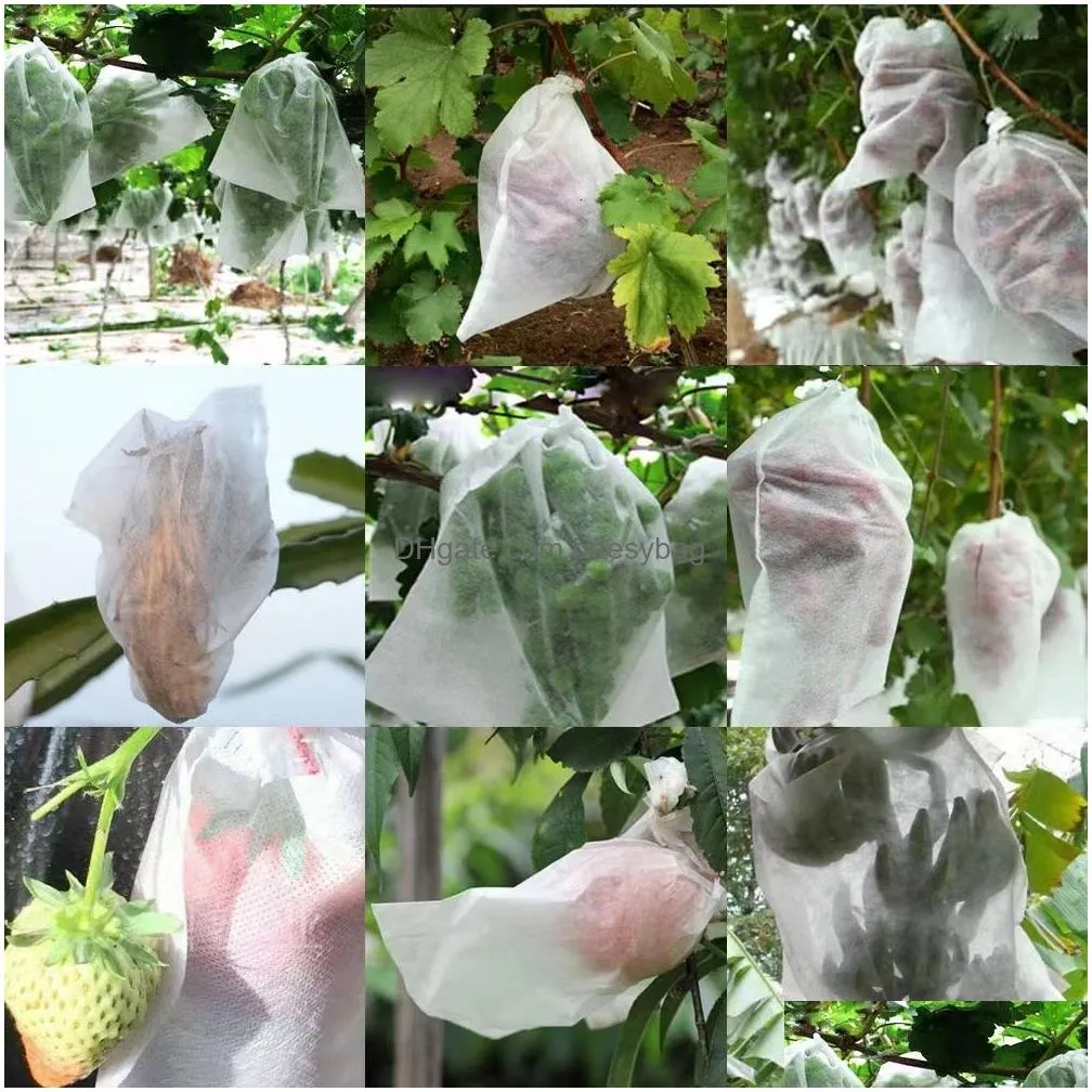 other garden supplies 100pcs  grapes strawberry fruit grow bags non woven vegetable plant protection for pest control anti bird tools