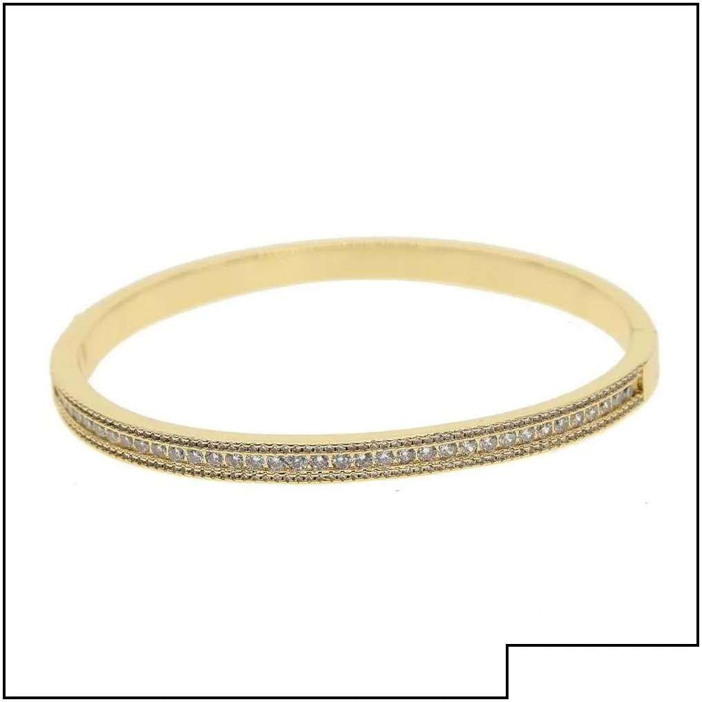 Charm Bracelets Luxury Cz Cuff Bangle Bracelet For Women Lady Gift Three Line Lab Diamond Wedding Fashion Bangles Drop Delivery Jewe