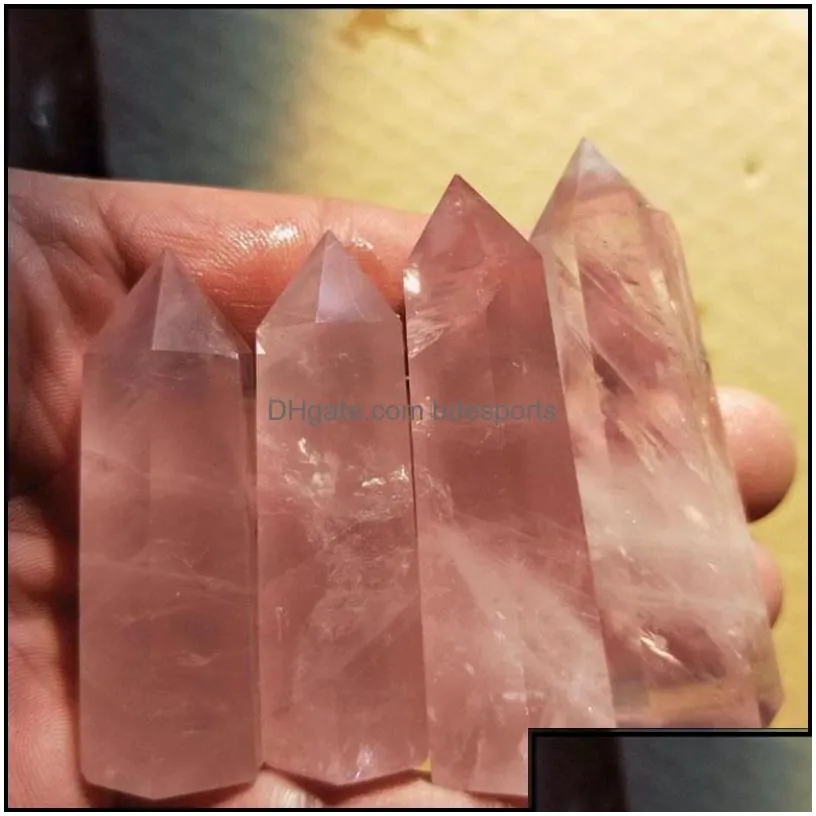 Arts And Crafts Arts Gifts Home Garden Natural Rose Quartz Crystal Tower Mineral Chakra Healing Wandsreiki Energy Stone SixSided Point