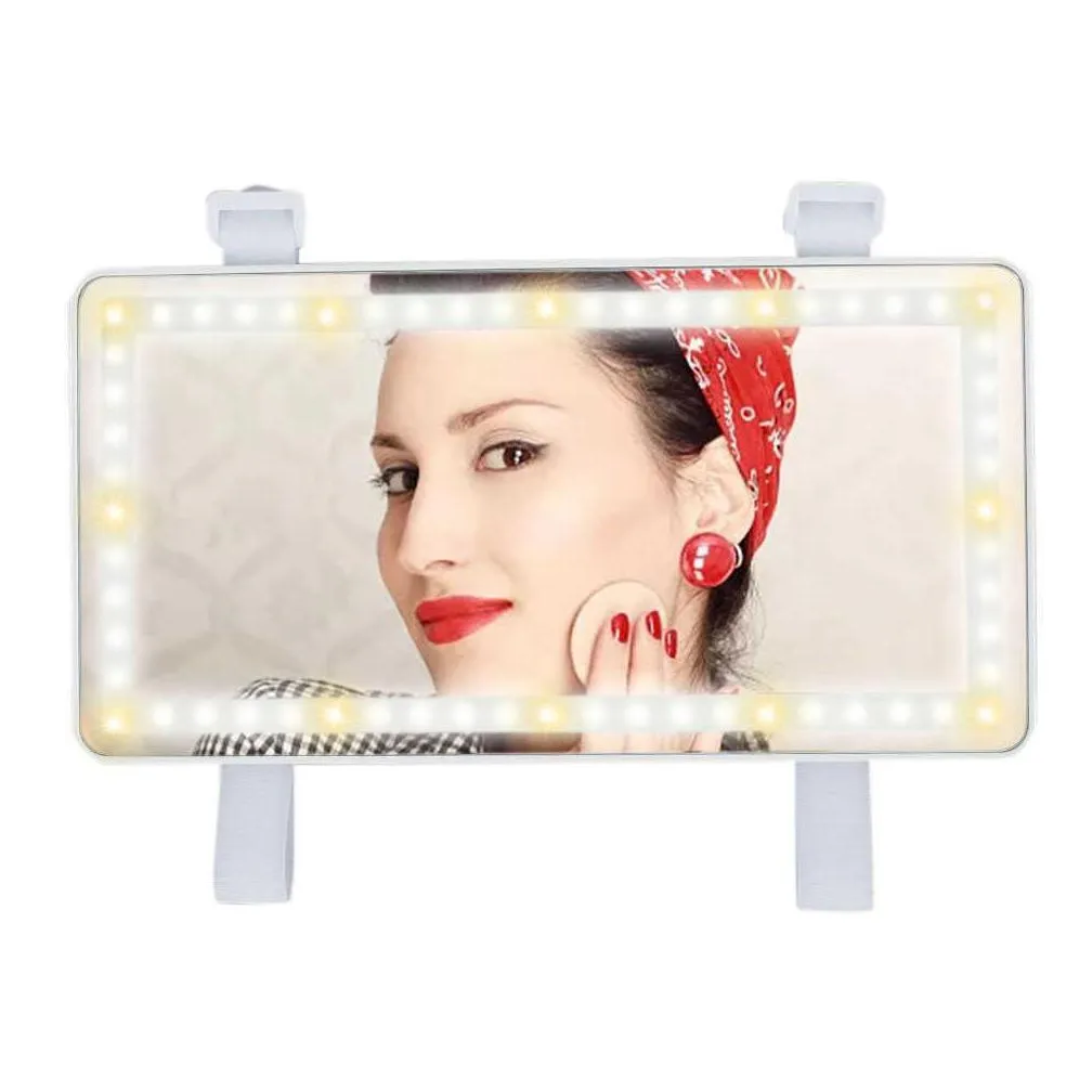 car interior makeup mirror with led light auto visor hd cosmetic mirrors universal car vanity sun visor shade mirror smart touch