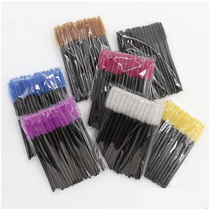 eyelash eye lash makeup brush mini mascara wands applicator disposable extension tool 52 colors 