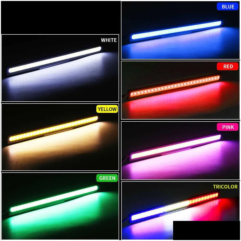  1pc 17cm 12v cob universal car daytime running light waterproof headlight led strip bar external lights auto styling drl lamps