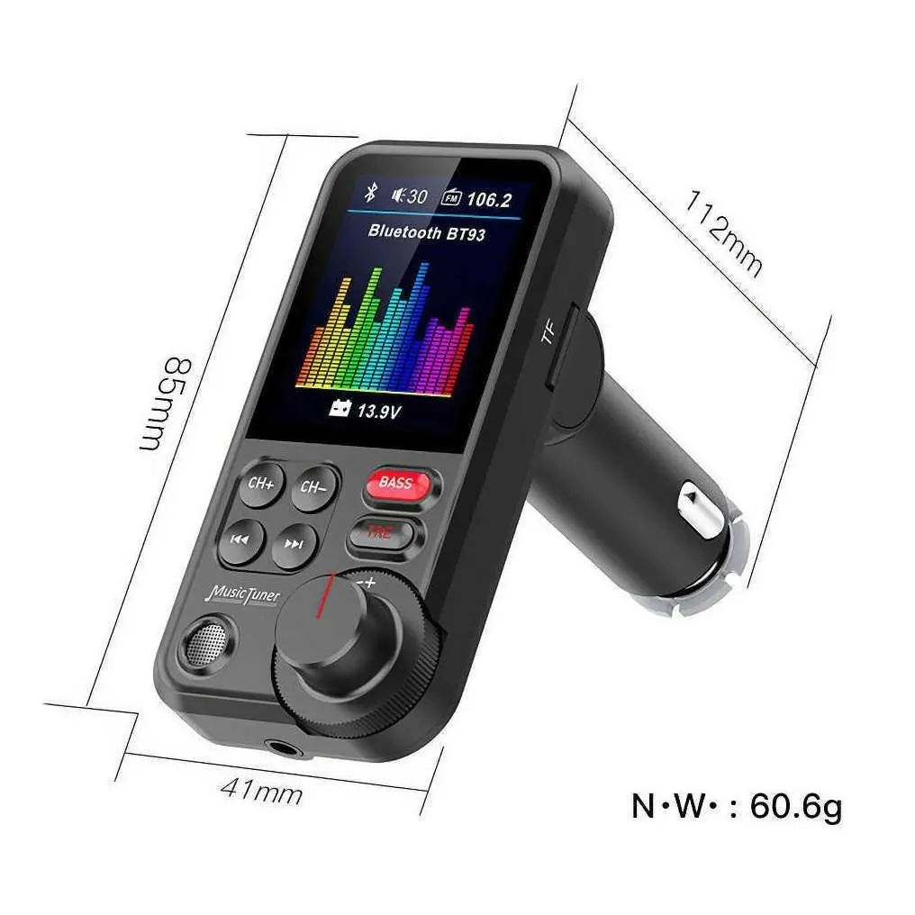 car dvr bluetooth car kit 1 8wireless fm transmitter aux supports qc3 0 charging treble and bass sound music player  quick drop