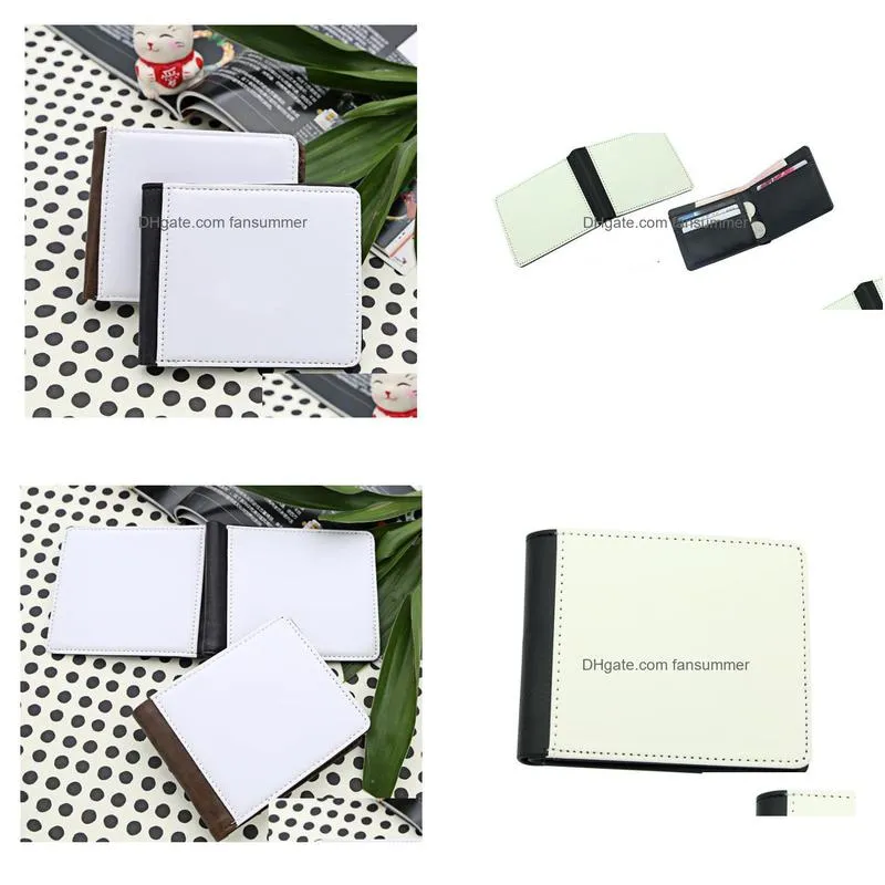 sublimation blank pu double side foldable men clutch wallet hot printing thermal transfer printing blank purse