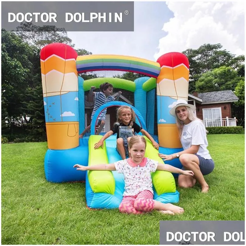 inflatable bouncers dr. dolphin childrens air balloon theme inflatable bounce house with slide indoor and outdoor naughty