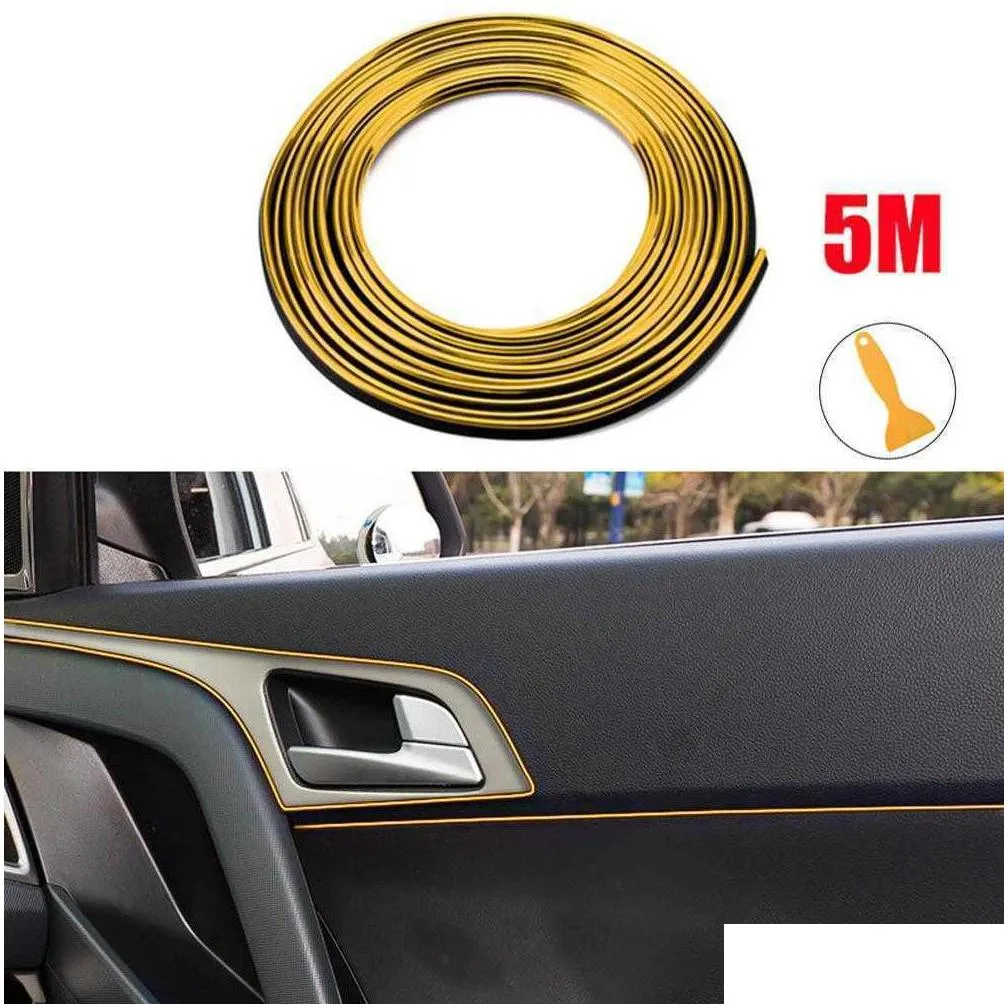  5m universal car interior moulding trims line strips auto car door gap edge trim strip decorative line sticker car accessories