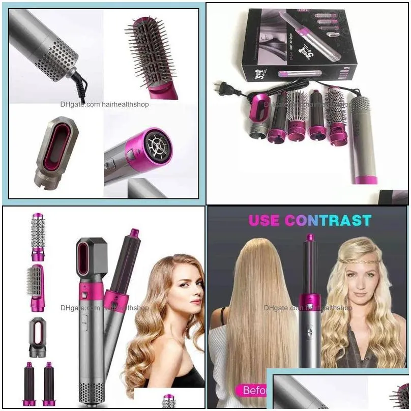 Hair Dryers Care Styling Tools Products Curling Irons Electric Dryer 5 In 1 Hairs Comb Negative Ion Straightener Brush Blow Air Wrap