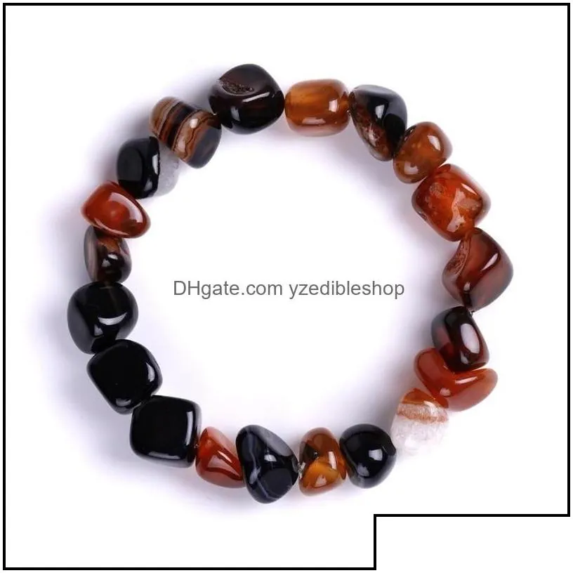 Charm Bracelets Irregar Agate Beads Bracelet For Women High Quality Fashion Colourf Natural Stone Men Bangles Jewelry H3A Drop Delive