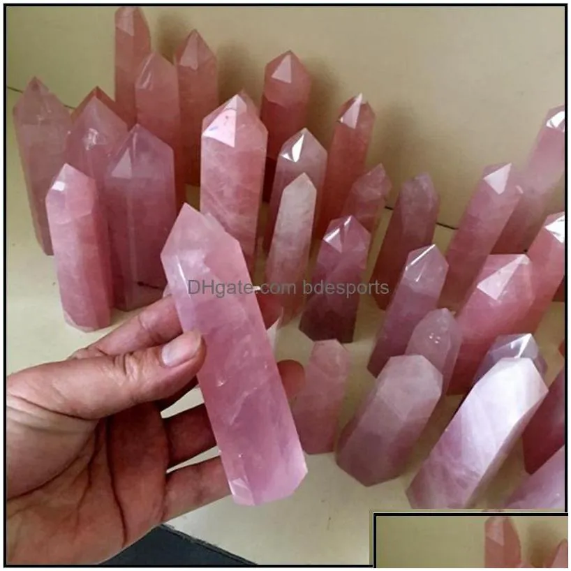 Arts And Crafts Arts Gifts Home Garden Natural Rose Quartz Crystal Tower Mineral Chakra Healing Wandsreiki Energy Stone SixSided Point