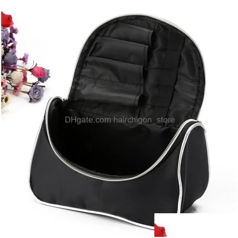 makeup bag with mirror canvas tragbare kosmetiktasche smiley portable double zipper travel black cosmetic bags