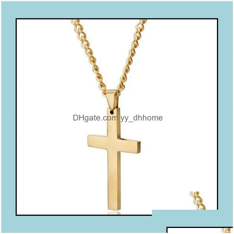 Pendant Necklaces Pendants Jewelry Stainless Steel Cross Mens Religion Faith Crucifix Charm Titanium Chain For Women Fashion Gift Drop