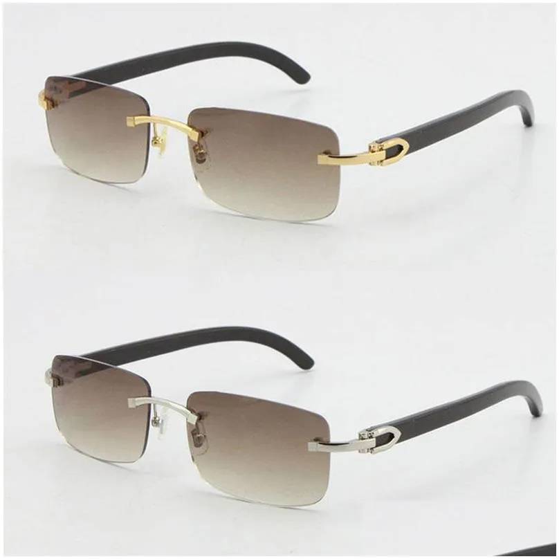 wholesale selling rimless black genuine original  horn sunglasses 18k gold uni golden brown gray red blue uv400 lens male and female frame size