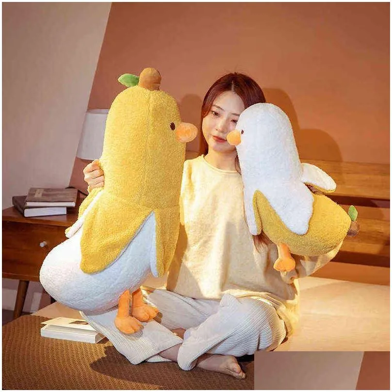 plush dolls 50/70cm creative banana duck plush toys pillow soft down cotton cartoon sleeping pillow home sofa bed decoration girl gifts