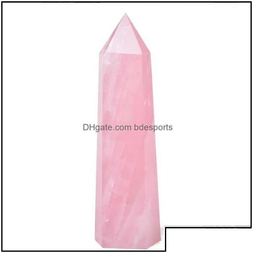 Arts And Crafts Arts Gifts Home Garden Natural Rose Quartz Crystal Tower Mineral Chakra Healing Wandsreiki Energy Stone SixSided Point