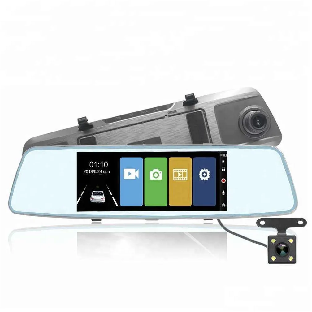 7 inch car dvr full screen touch rearview mirror front 170 degree large view angle car dvr lcd starlight dash camera dvr recorder car