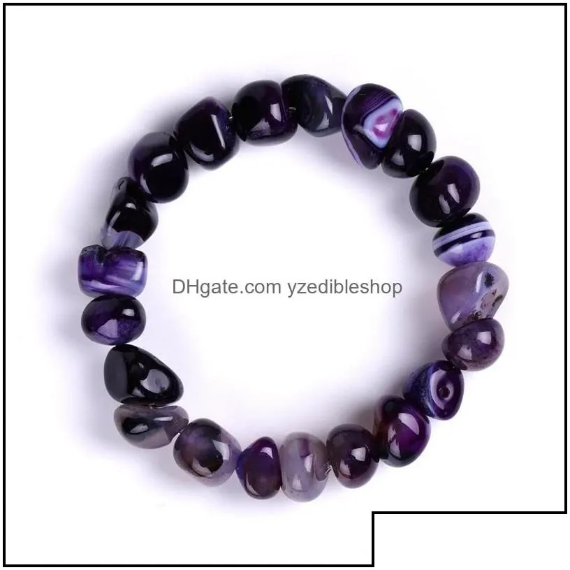 Charm Bracelets Irregar Agate Beads Bracelet For Women High Quality Fashion Colourf Natural Stone Men Bangles Jewelry H3A Drop Delive