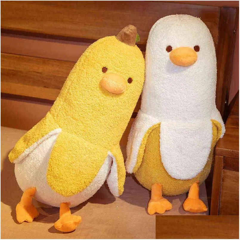 plush dolls 50/70cm creative banana duck plush toys pillow soft down cotton cartoon sleeping pillow home sofa bed decoration girl gifts