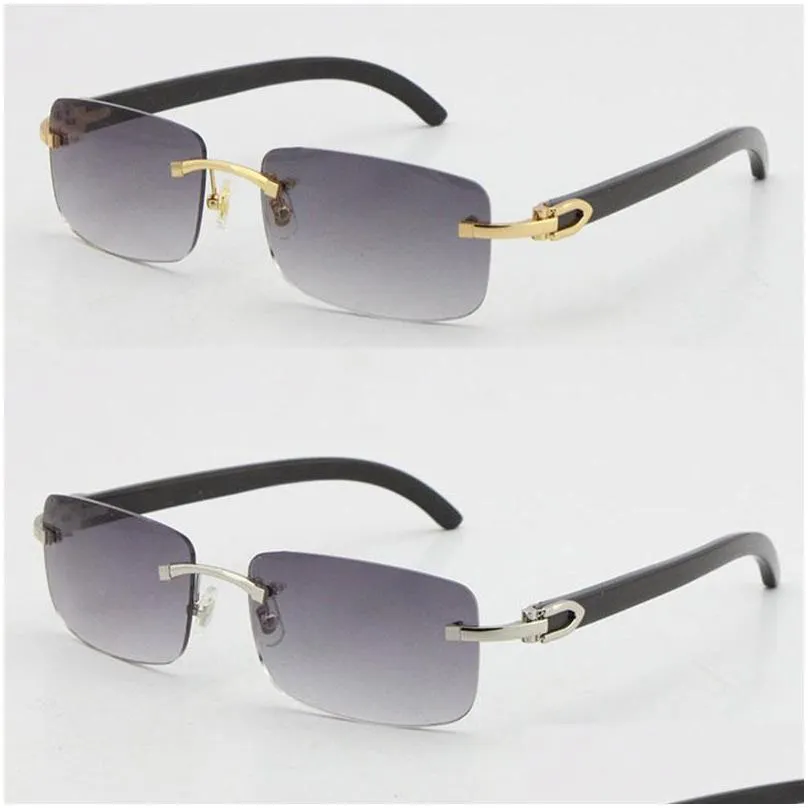 wholesale selling rimless black genuine original  horn sunglasses 18k gold uni golden brown gray red blue uv400 lens male and female frame size